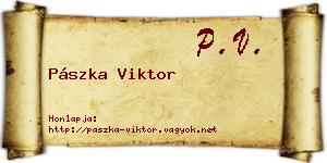 Pászka Viktor névjegykártya