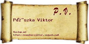 Pászka Viktor névjegykártya